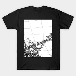 Black and white watercolor Passionflower Vine Climbing on Wire 2 T-Shirt